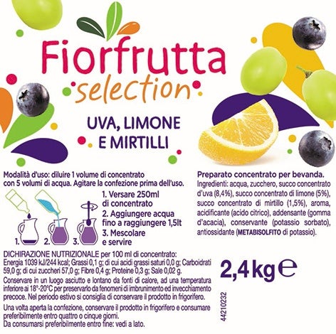 Fiorfrutta Succo Selection Limone Uva e Mirtilli